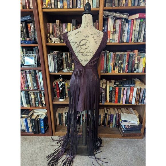 Brand New Wow Couture Gold Label Women's Small Purple Fringe Party Dress Knee - Picture 2 of 8